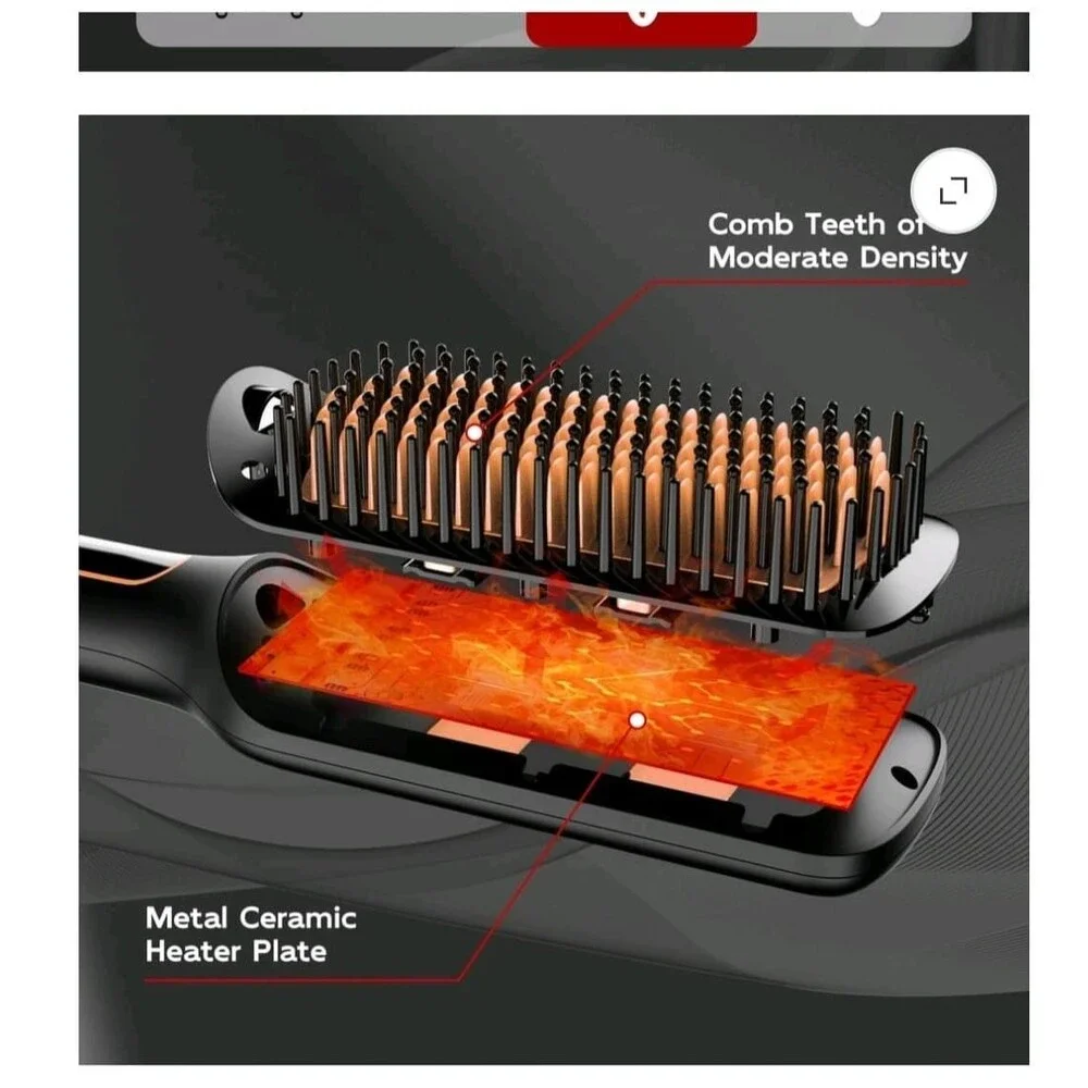 Nicebay by skimi hair straightening brush ionic ceramic LED display Black